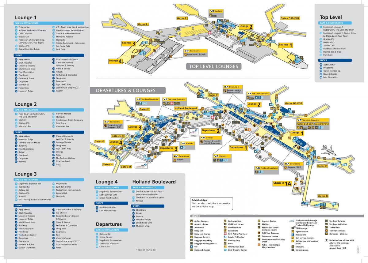 schiphol airport map departures