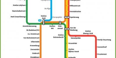 Amsterdam subway map - Amsterdam underground map (Netherlands)