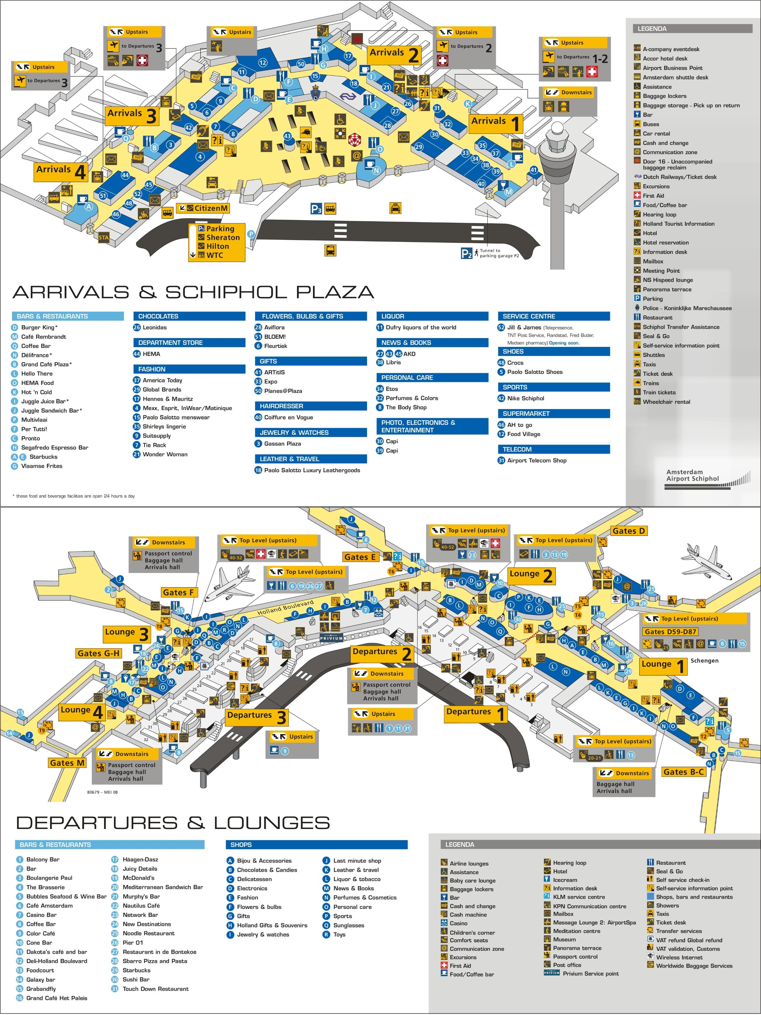Schiphol Airport Map Ams Schiphol Airport Map Netherlands
