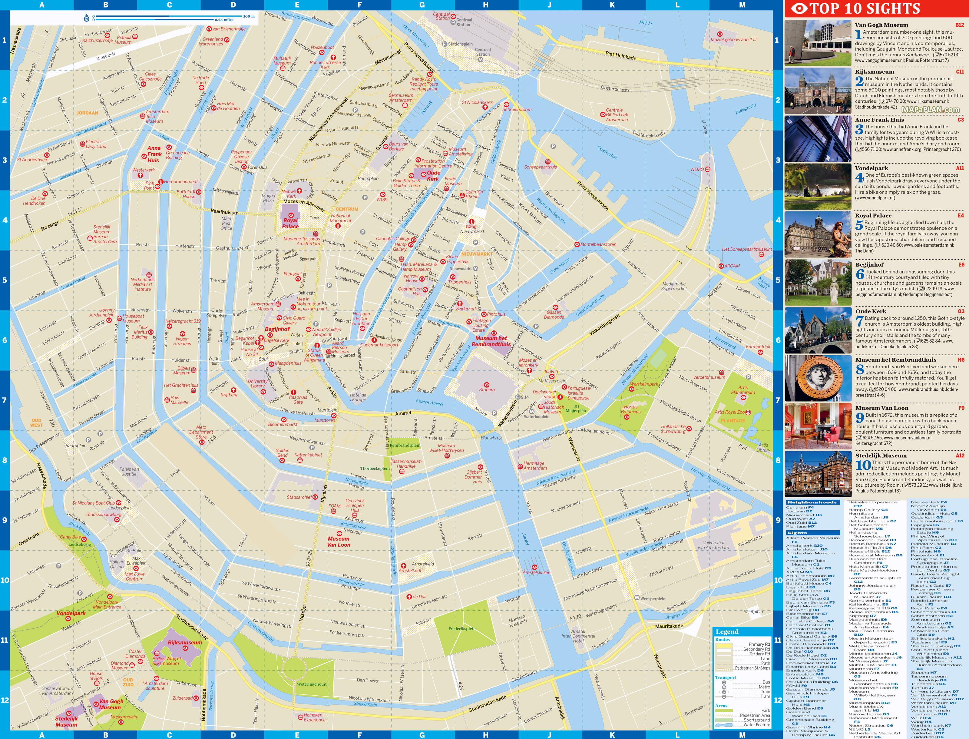 Tourist Map Of Amsterdam City Center 