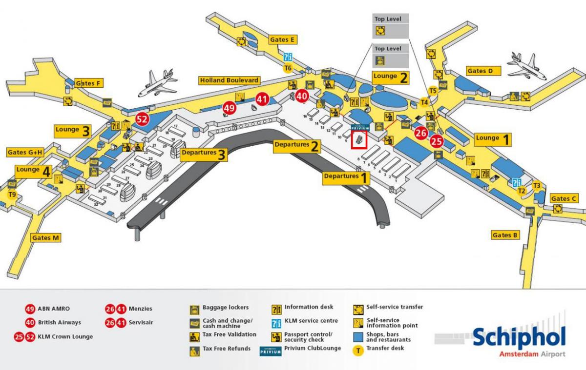 schiphol airport map klm
