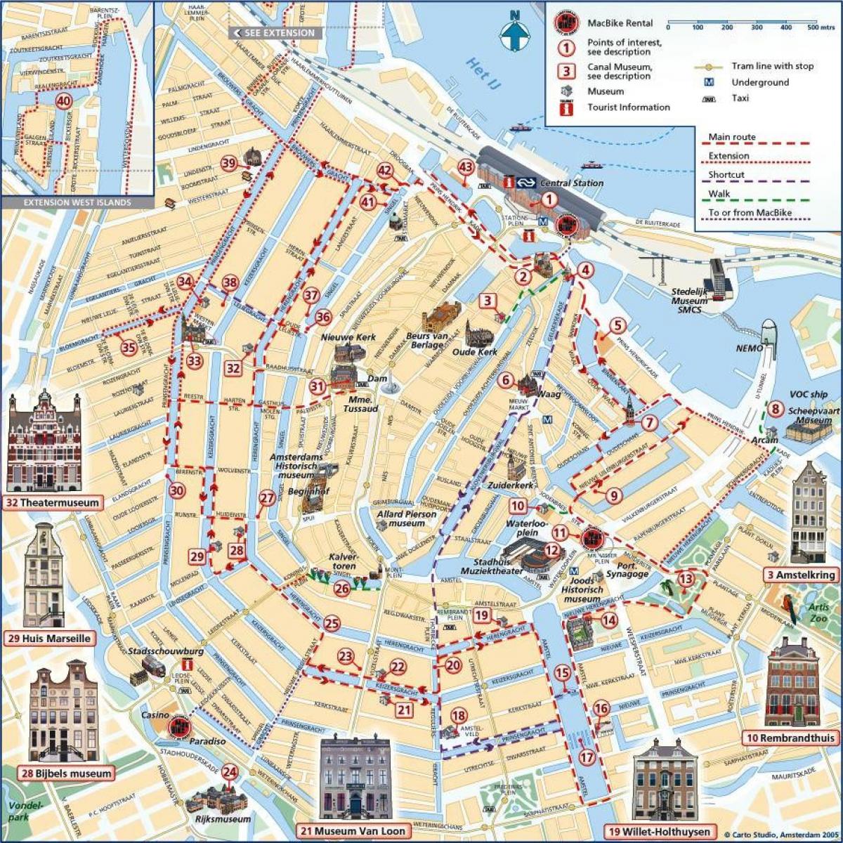 Amsterdam architecture map - Map of Amsterdam architecture (Netherlands)