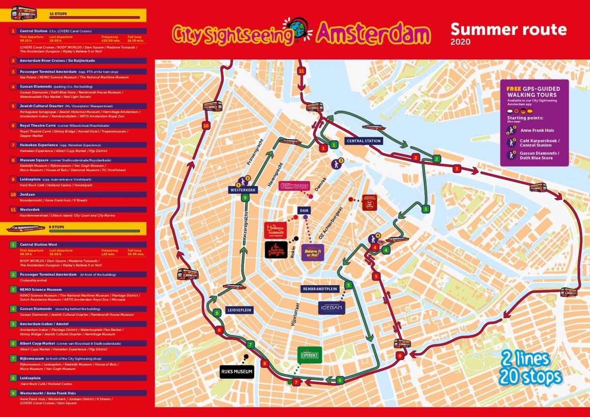 map of Amsterdam canal cruise