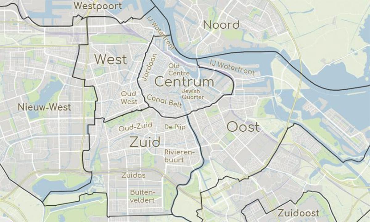 map of Amsterdam showing districts