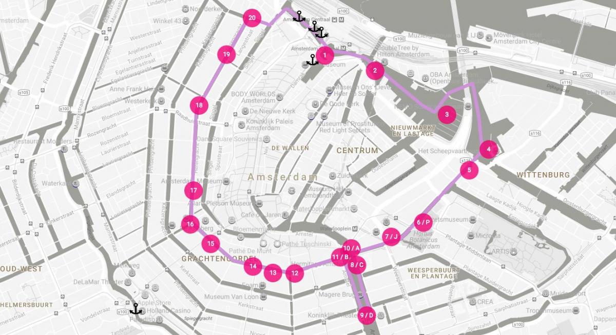 map of Amsterdam light festival