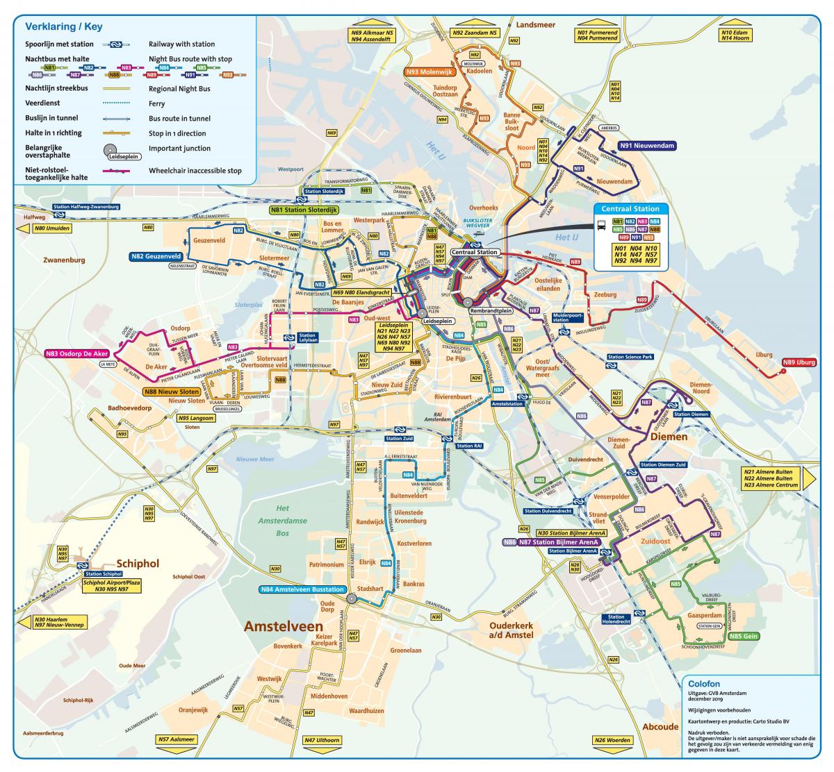 night bus Amsterdam map