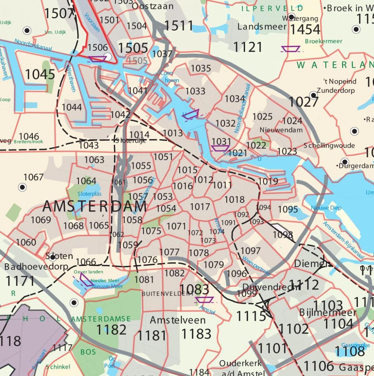 map of Amsterdam postcode