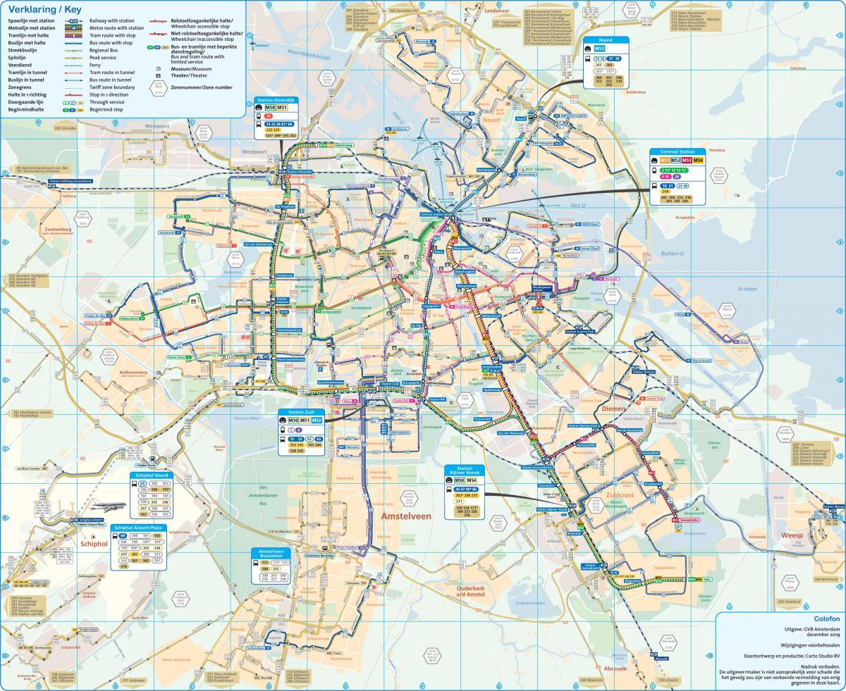 map of Amsterdam public transport