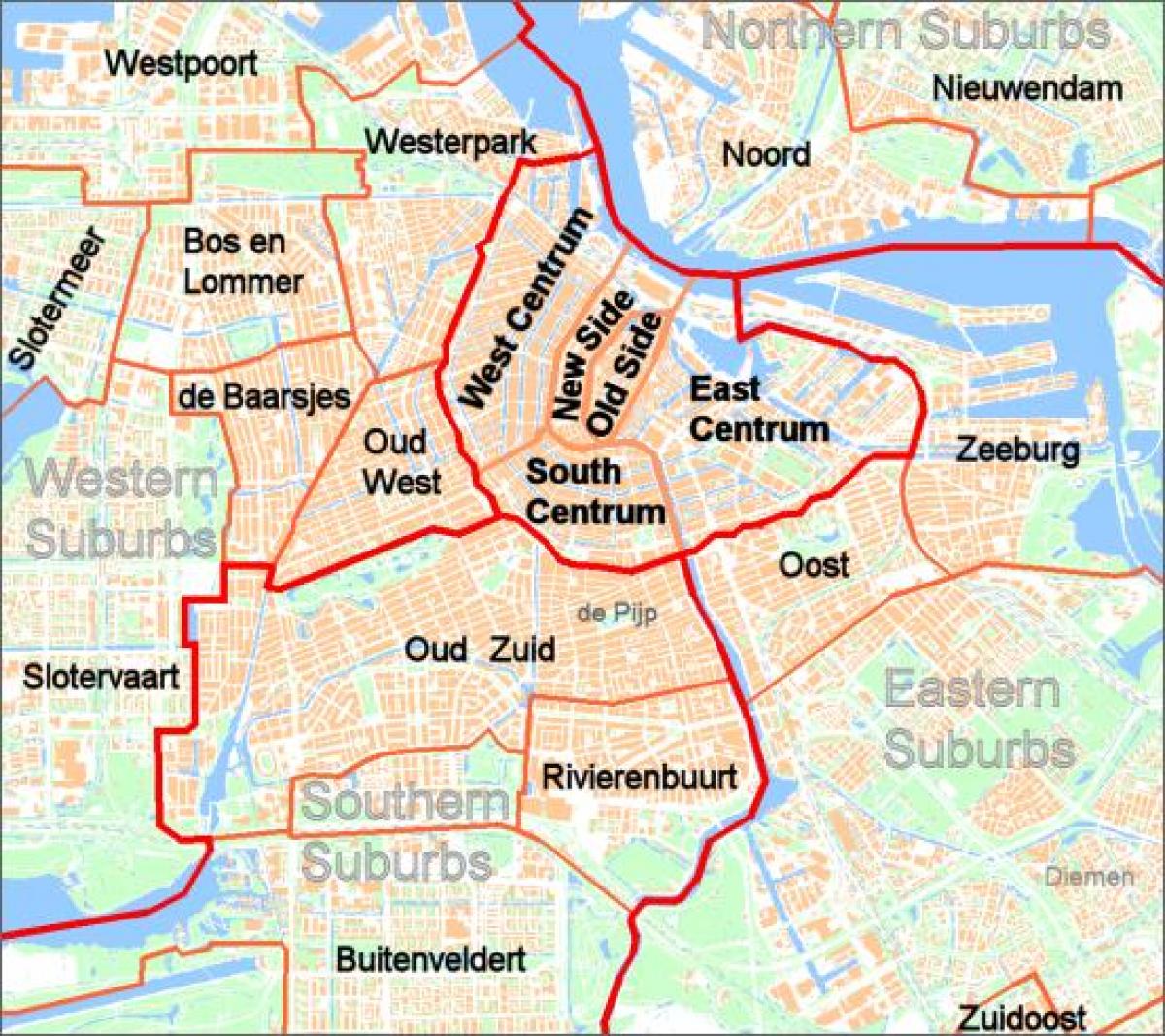 map of Amsterdam suburbs