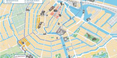 Map of Amsterdam canal boat route
