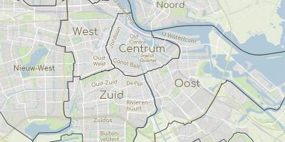 Map of Amsterdam showing districts