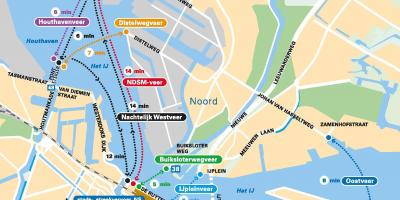 Map of Amsterdam ferry