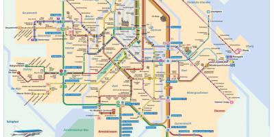 Amsterdam transit map - Amsterdam public transit map (Netherlands)