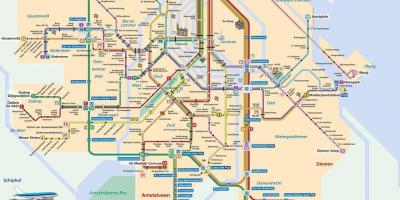 Gvb route map - Amsterdam tram route map (Netherlands)